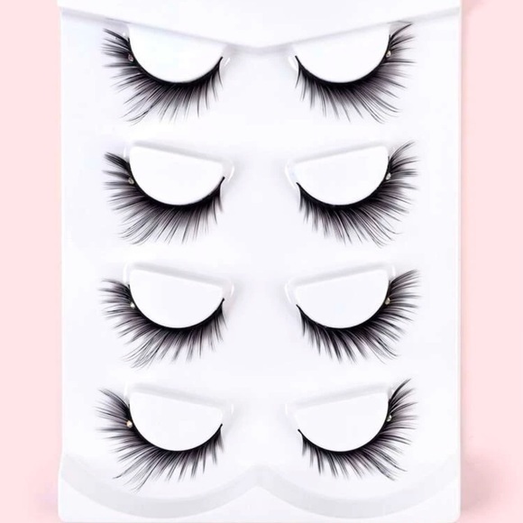 4 pairs Rhinestone False Eyelashes Black Falsies Strip Lashes Eyelash Extension - Picture 1 of 8